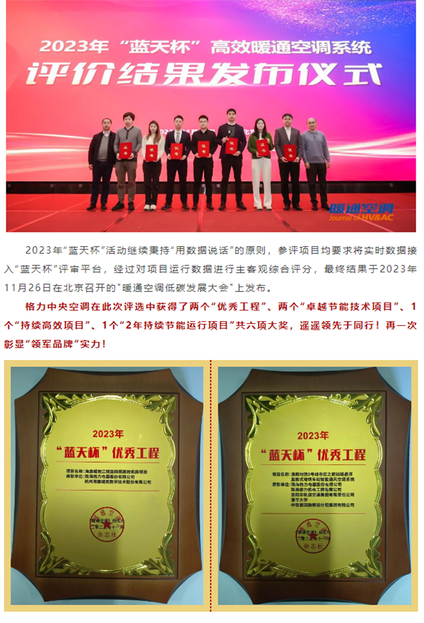 格力空調獲6項大獎 官方發文：遙遙領先于同行