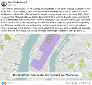 Meta豪擲600億押注AI未來，扎克伯格：2025年是決定