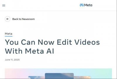 Meta推出AI視頻編輯新技能，一鍵換裝換場景輕松